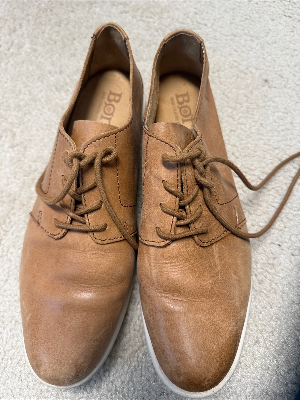 BORN Tan Leather Lace-Up Derby Oxfords - sz 9